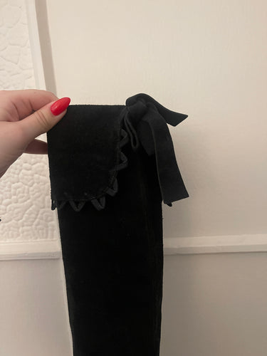 1970s Yves Saint Laurent Black Suede Pirate Boots