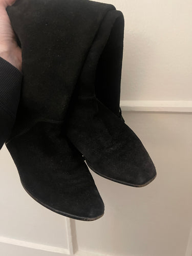 1970s Yves Saint Laurent Black Suede Pirate Boots