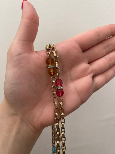 ARCHIVE - 1970s Gold Chain Rope Necklace with Faceted Glass Beads