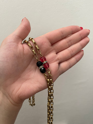 ARCHIVE - 1970s Gold Chain Rope Necklace with Faceted Glass Beads