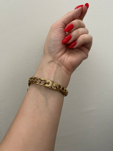 1950s Hobé Gold and Diamante Floral Bracelet