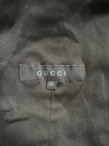 ARCHIVE - 2002 Gucci by Tom Ford Black Satin High Collar Jacket
