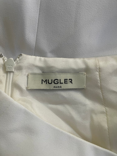 2015 Mugler Runway White Crepe Skirt with Articulated Chrome Waistband