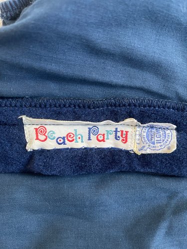 1970s Beach Party Navy Velour Sailor Two-Piece Bikini Set