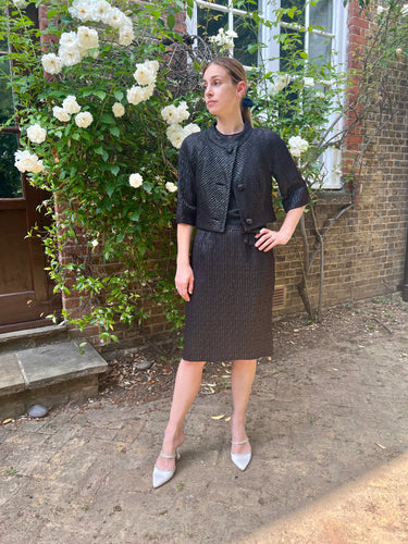 1950s Eleanor's of Miami Lame and Chiffon Dress Suit