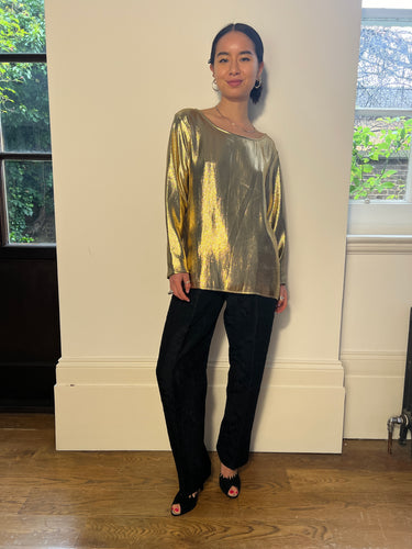ARCHIVE - 1991 Documented Yves Saint Laurent Gold Metallic Lame Top
