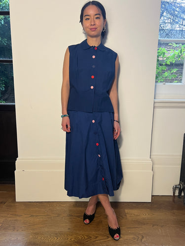 ARCHIVE - 1950s Jonathan Logan Navy Two Skirt Suit