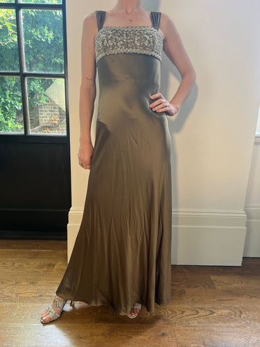 ARCHIVE - 2005 Oscar De la Renta Runway Crystal Beaded Silk Dress