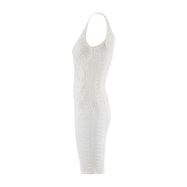 2014 Philipp Plein White Skull Knit Bodycon Dress