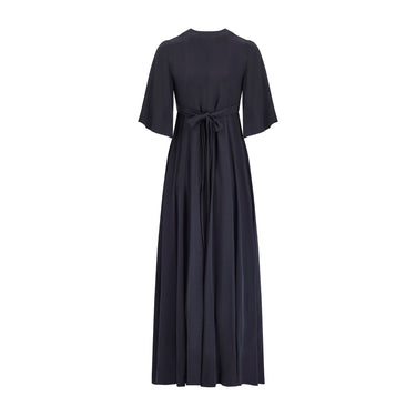 1970s Ossie Clark for Quorum Black Angel Sleeve Maxi Dress