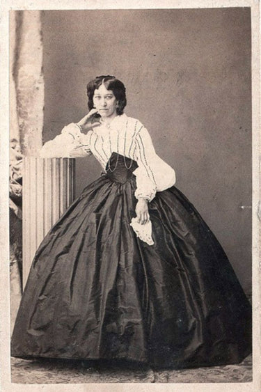 1860s Maroon Silk Swiss Waist Corset