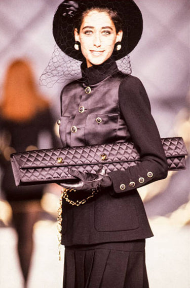 ARCHIVE - 1985 Runway Chanel Black Double Tiered Wool Mini Skirt