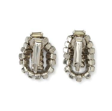 1950s Silver Crystal Double Strand Earrings