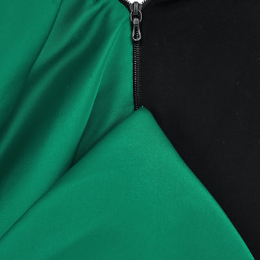 2015 Lanvin Emerald Green and Black Evening Dress with Train