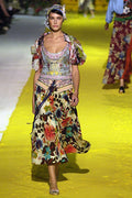 2006 Runway Christian Lacroix Silk Patchwork Floral Dress