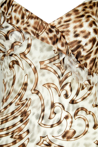 ARCHIVE - Y2K Expensive! Leopard Print Ruffled Bias Cut Dress