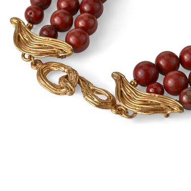 ARCHIVE - 1990s Yves Saint Laurent Agate Beaded Necklace with Gold Sun Pendents