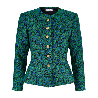 ARCHIVE - 1991 Yves Saint Laurent Green Jacquard Jacket with Gold Buttons
