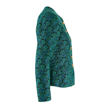 ARCHIVE - 1991 Yves Saint Laurent Green Jacquard Jacket with Gold Buttons