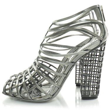 2009 Runway Documented Saint Laurent Silver Leather Cage Boots
