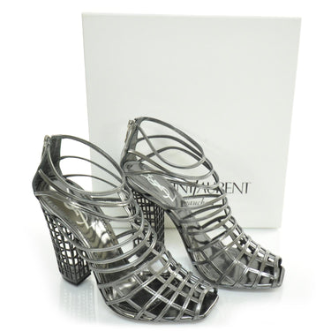 2009 Runway Documented Saint Laurent Silver Leather Cage Boots