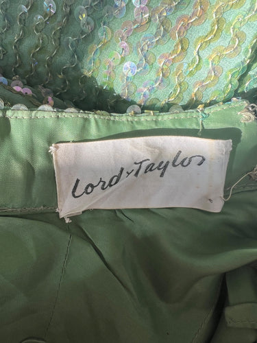 ARCHIVE - 1970s Lord and Taylor Green Iridescent Sequin Maxi Dress