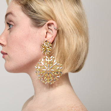 ARCHIVE - 1990s Guy Laroche Haute Couture Yellow Crystal Statement Earrings