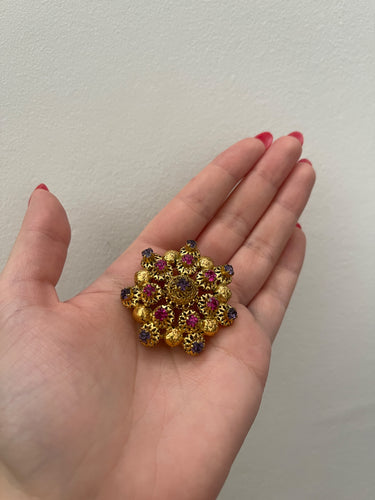 1960s Gold Pink and Purple 3D Brooch