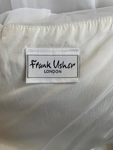1980s Frank Usher White Georgette Halter Neck Dress