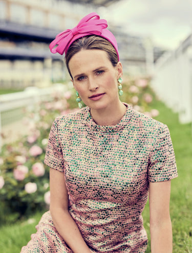 ARCHIVE - 1960s Textured Pink Tweed and Green Lame Dress