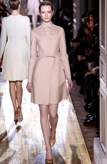2011 Valentino Haute Couture Navy Dress Suit with Latticework and Belt