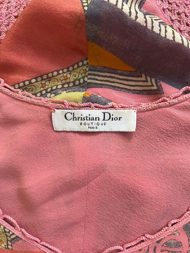 ARCHIVE - 2005 Christian Dior Crocheted Long-Sleeved Top with Mongolian Wrap