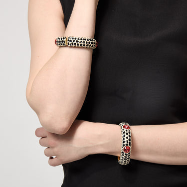 ARCHIVE - 1990s Kenneth Jay Lane Black and White Bracelets with Pink Gemstones
