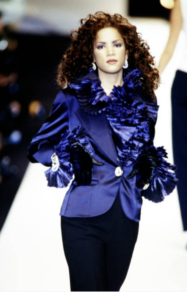 1993 Christian Dior Purple Taffeta Silk Ruffled Cape
