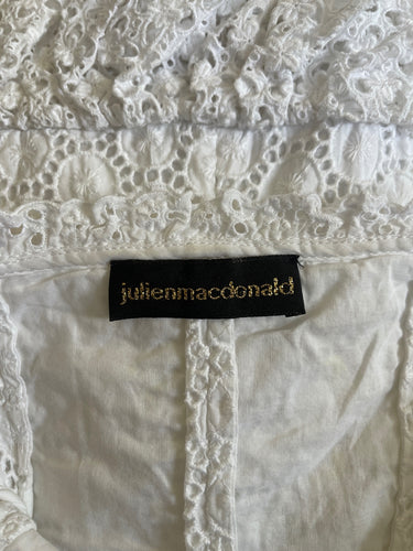2003 Julien Macdonald Runway White Cotton Mini Dress with Ruffle Skirt