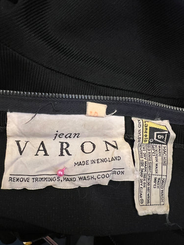 1960s Jean Varon Jersey Black Maxi Dress with Front Button Detail