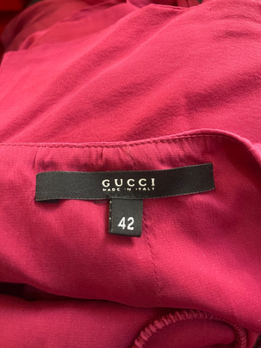 ARCHIVE - 2005 Runway Gucci Red Silk Backless Dress with Chiffon Inserts