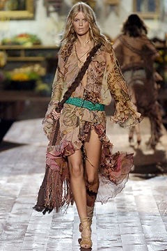 2005 Runway Documented Roberto Cavalli Silk Floral Maxi Dress