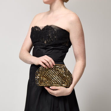 1930s French Black and Gold Sequin Bag