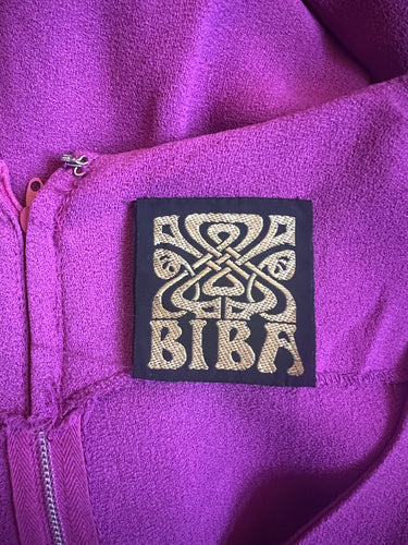 ARCHIVE - 1960s Biba Crepe Fuchsia Long Sleeve Dress