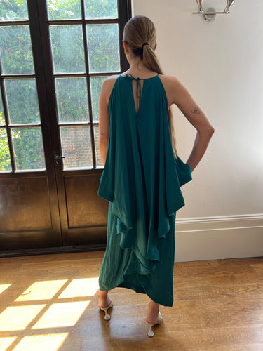 2015 Lanvin by Alber Elbaz Teal Tiered Maxi Dress