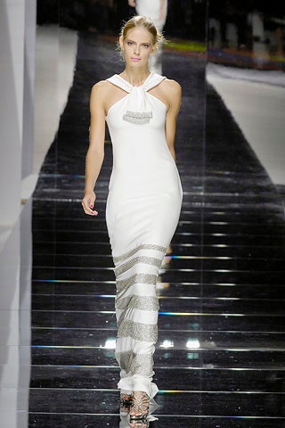 ARCHIVE - 2008 Valentino Runway Cream Column Dress with Silver Sequins