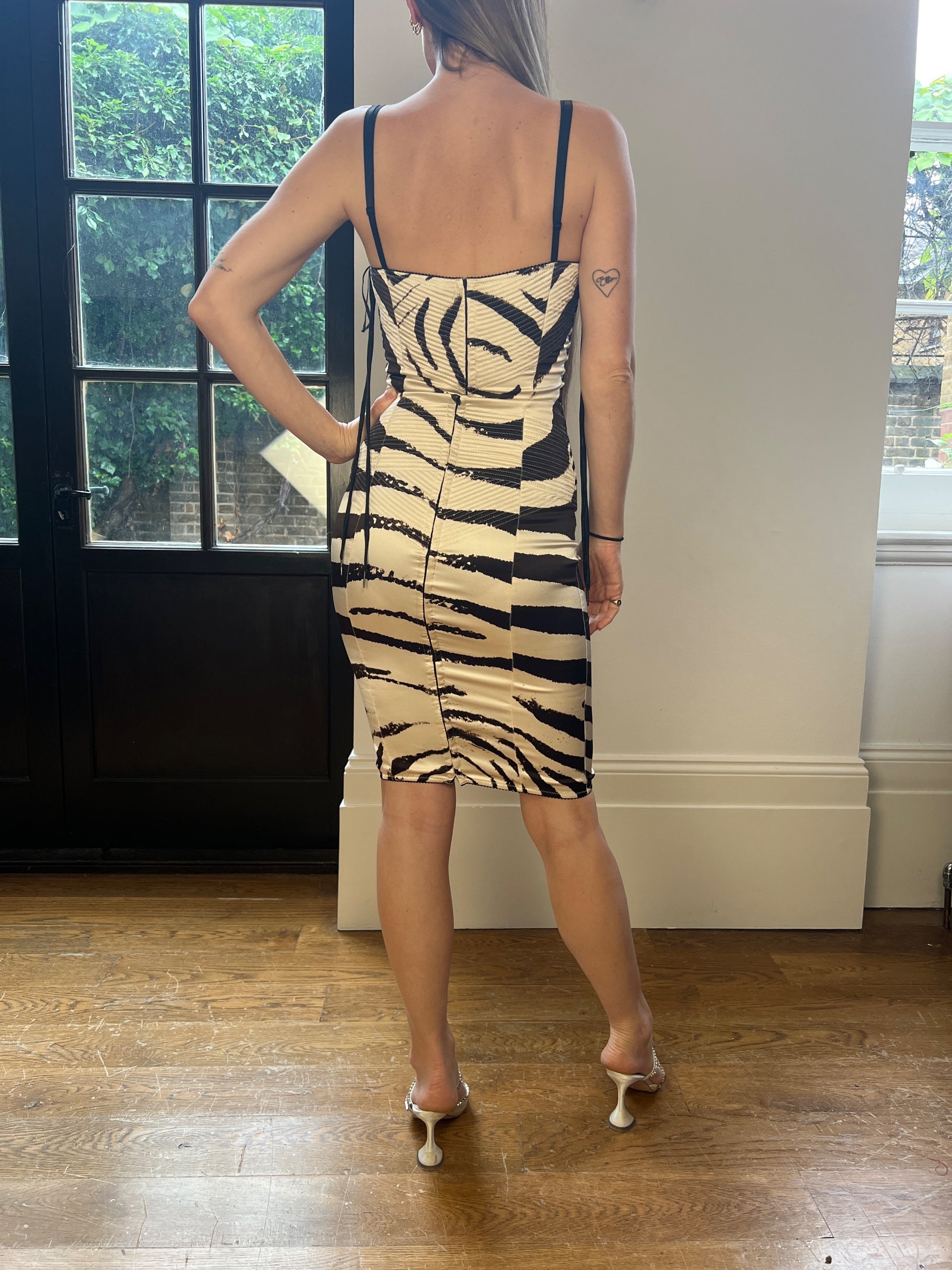 zebra print corset dress Y2K Dolce and Gabbana Quilted Silk Corset Zebra Print Dress