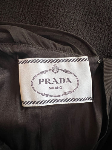 2010s Prada Black Bustier Dress with Chiffon Top and Sleeves