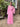 1960s Hannalore Pink Chiffon Beaded Maxi Dress