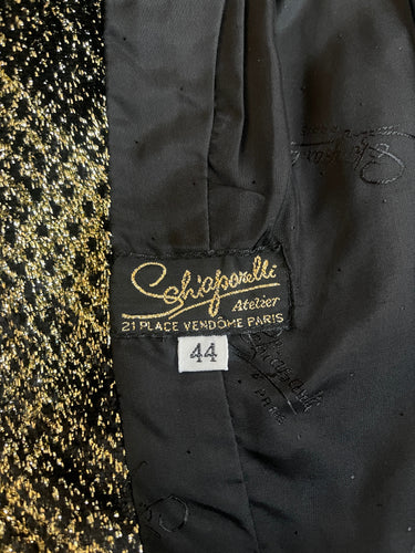 ARCHIVE - 1980s Schiaparelli Black Chenille Velvet and Gold Lurex Jacket