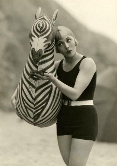 1920s Original Black Woollen Ladies Swimsuit