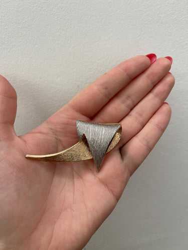1980s Michele Lynn Modernist Gold and Silver Geometric Brooch