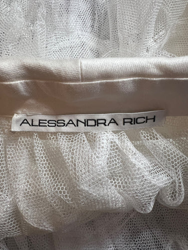 ARCHIVE - 2017 Alessandra Rich Documented White Ruffle Tulle Long Jacket