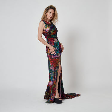 ARCHIVE - 2011 Erdem Runway Documented Multi Coloured Abstract Print Dress